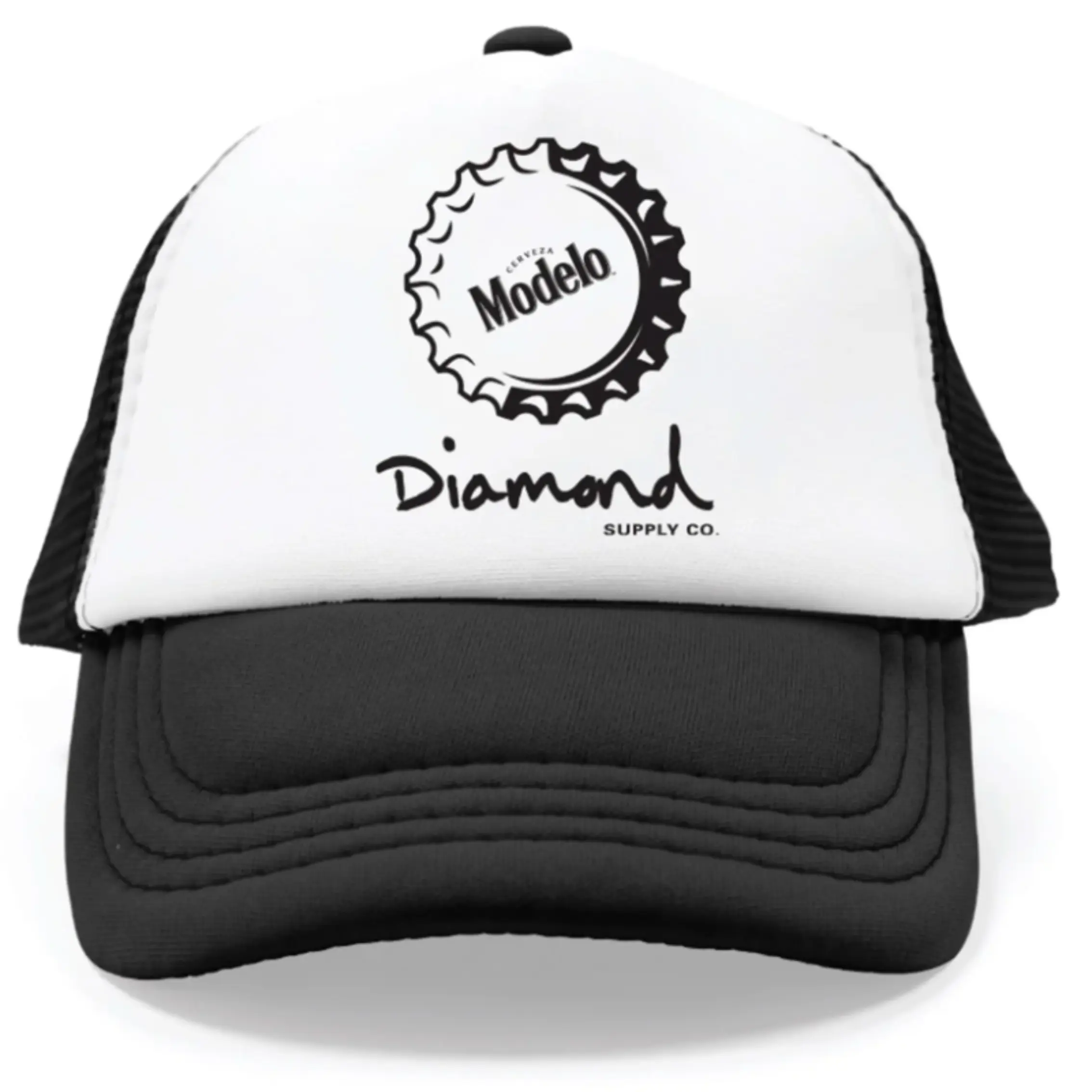 Black-Diamond-X-Modelo-Bottle-Snapback-Hat-Diamond-Supply-co.webp Diamond Supply Co X Modelo Bottle Black Snapback Hat - Image 1
