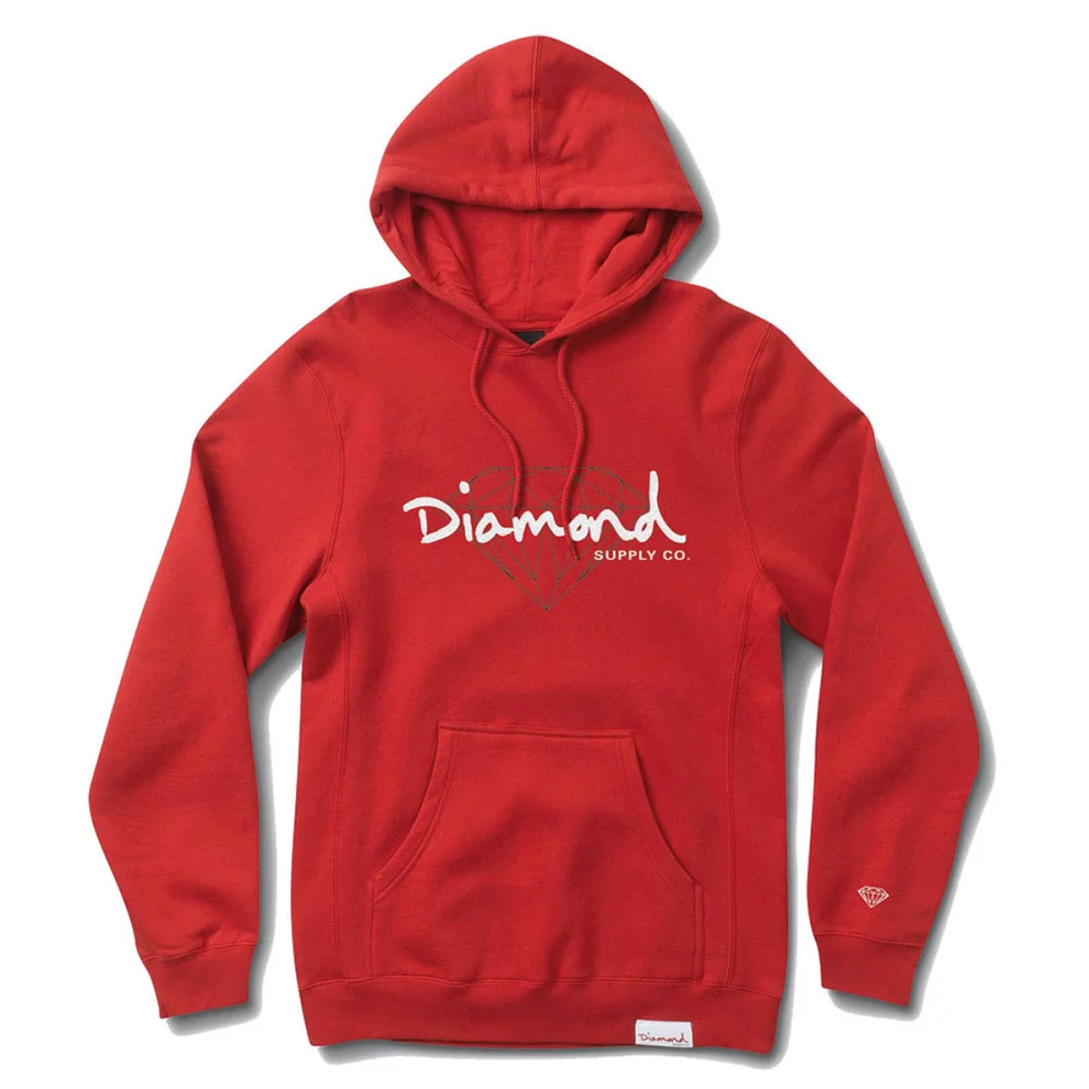 C17DMPF05RED.webp Diamond Supply Co Brilliant Script Hoodie Red - Image 1