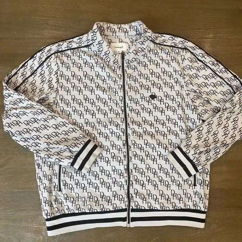 White-Diamond-Supply-Co.-Varsity-Bomber-Zip-Up-Jacket.webp Diamond Supply Co Varsity Bomber Zip-Up Jacket - Image 1